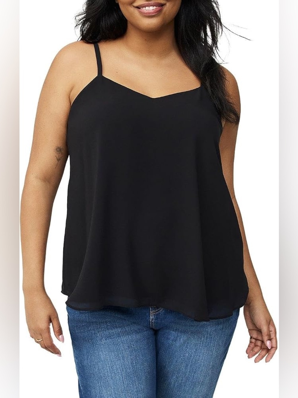 Torrid Sophie Chiffon Double Layer Swing Black Cami 00 M/L